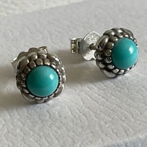 Pandora Silver and Turquoise Earrings